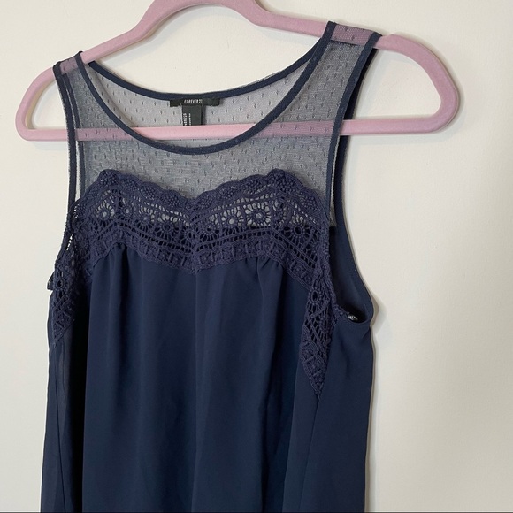 Forever 21 Sheer Navy Tank Top - Picture 2 of 7